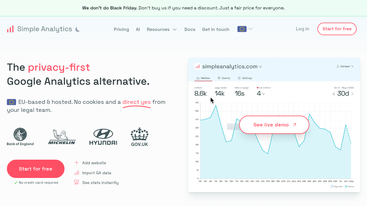 Simple Analytics screenshot