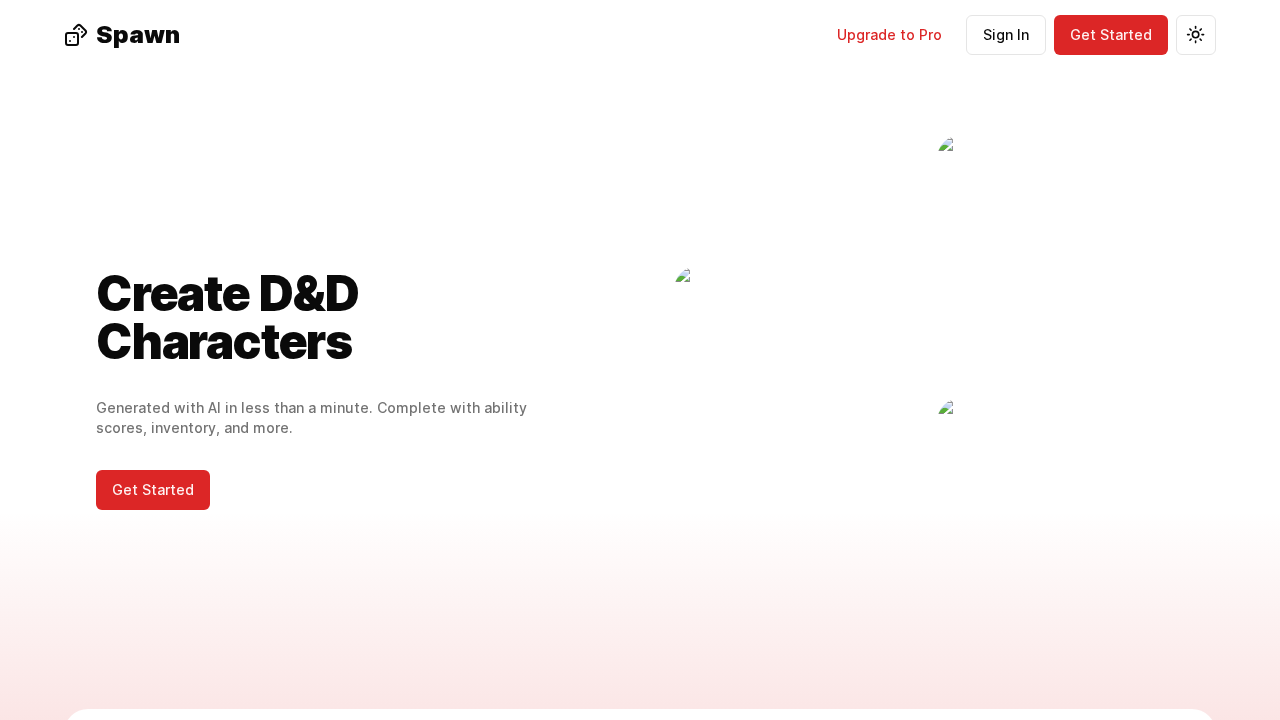 Spawndnd.com screenshot