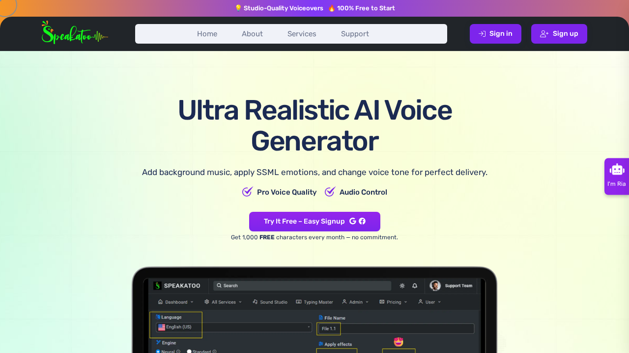 Speakatoo screenshot