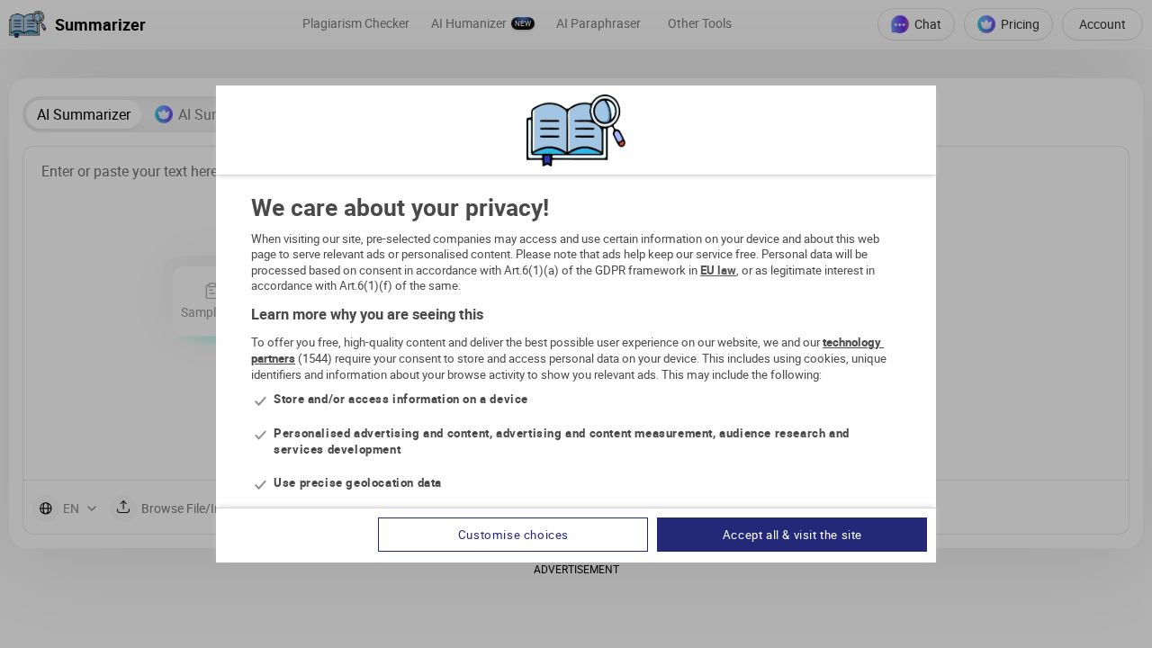 Summarizer.org screenshot