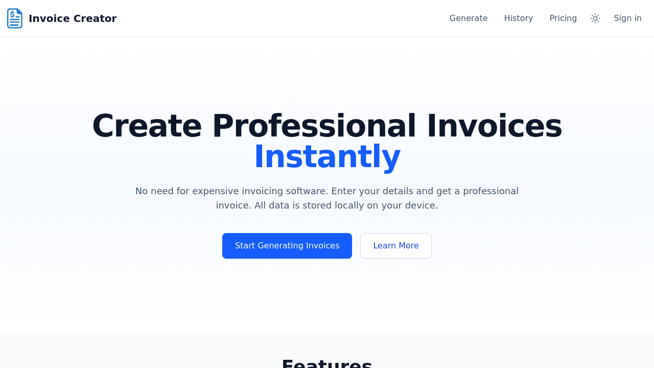 Invoice Creator screenshot
