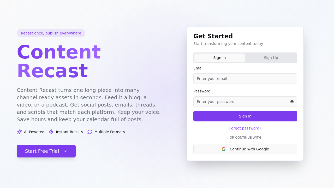 Content Recast screenshot