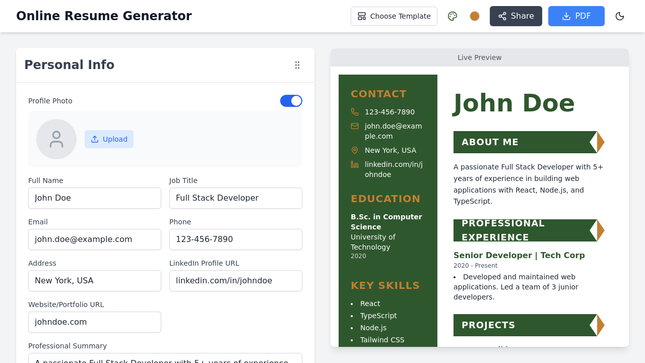 Resume Builder screenshot