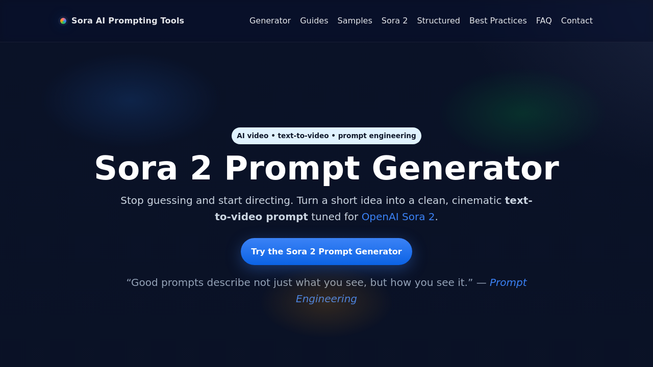 Sora 2 Prompt Generator screenshot