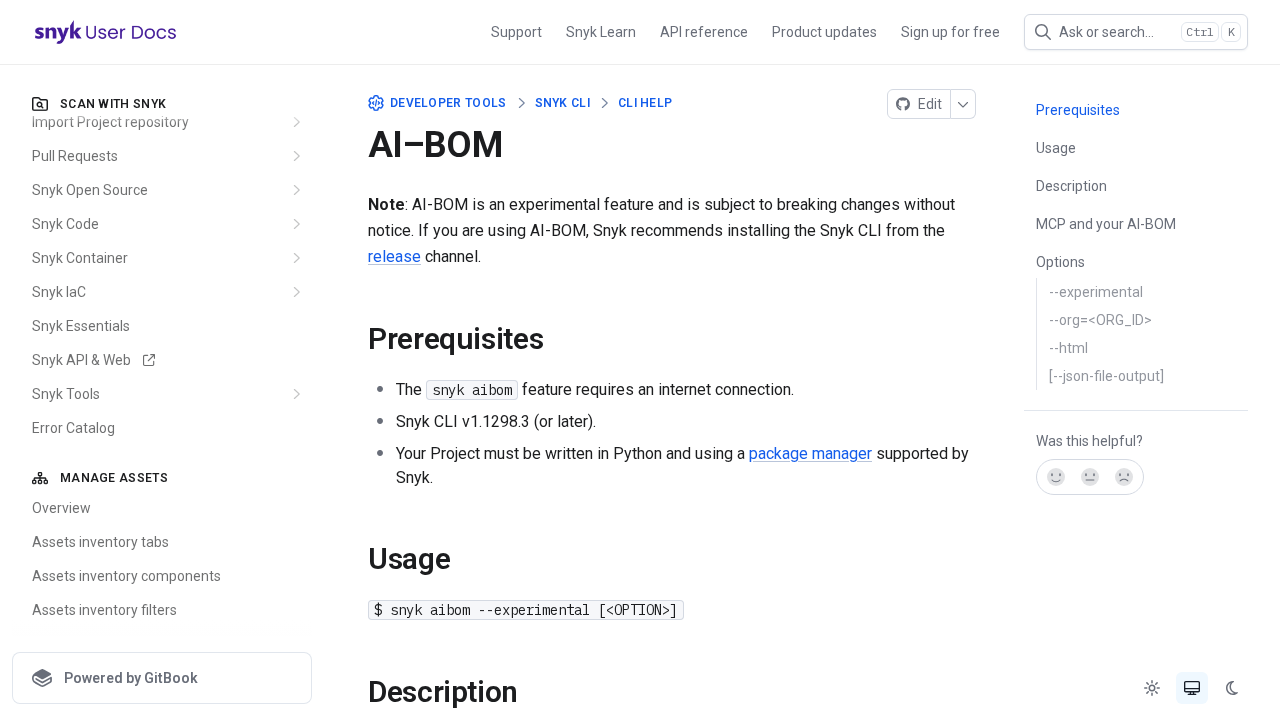 Snyk AI-BOM screenshot