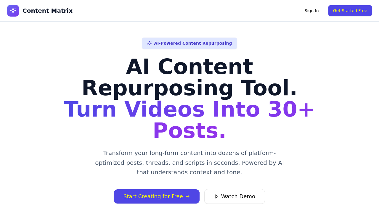 Content Matrix Generator screenshot